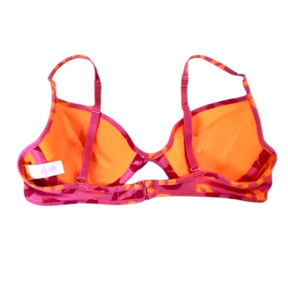 Flirtitude Kiss Print Bikini Top Pink and Orange Lips Swim Top Swimsuit Bra 34A - Picture 3 of 11
